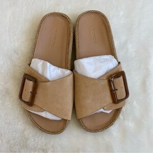 Vince Grant Espadrille Suede Slide Sandals Cappuccino | Sz 6